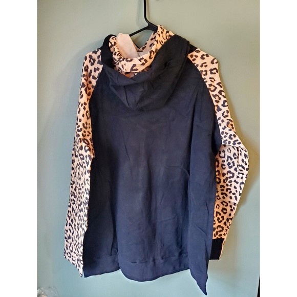 NWT Ampersand Avenue Black Leopard Print Double Hood L/S Hoodie Size XXXL - Picture 5 of 5